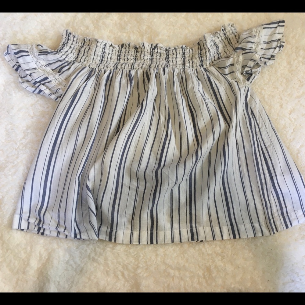Off The Shoulder Striped Blouse